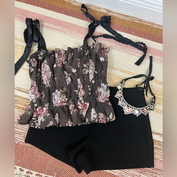 Like New Brock Collection x H&M Floral Ribbon Straps Corset Tank Top 🤎 - Picture 7 of 10